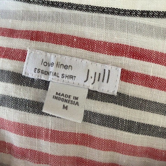 J JILL 'Love Linen' Women's Striped Button-Up Shirt Linen sz Medium EI122 - Picture 5 of 6